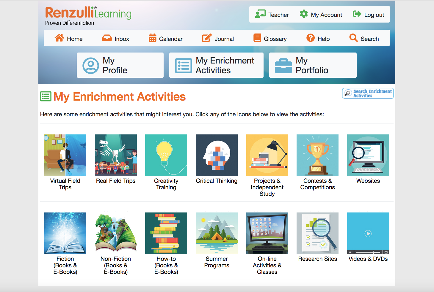 My Enrichment Activities Page Image